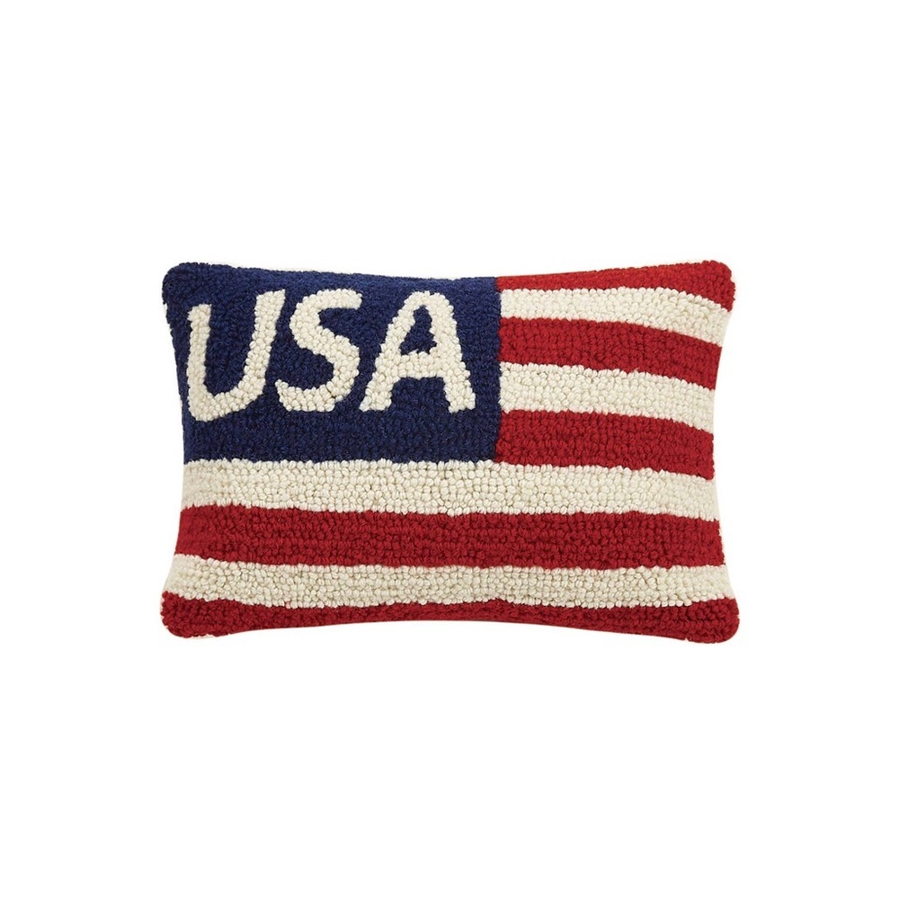 Patriotic USA Wool Crochet Hook Pillow - Picture 2 of 3
